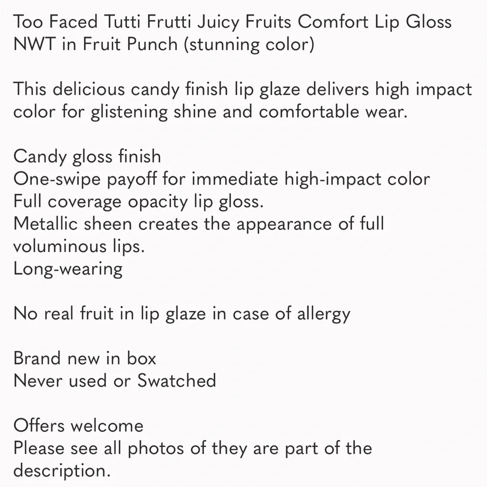 Too Faced too faced